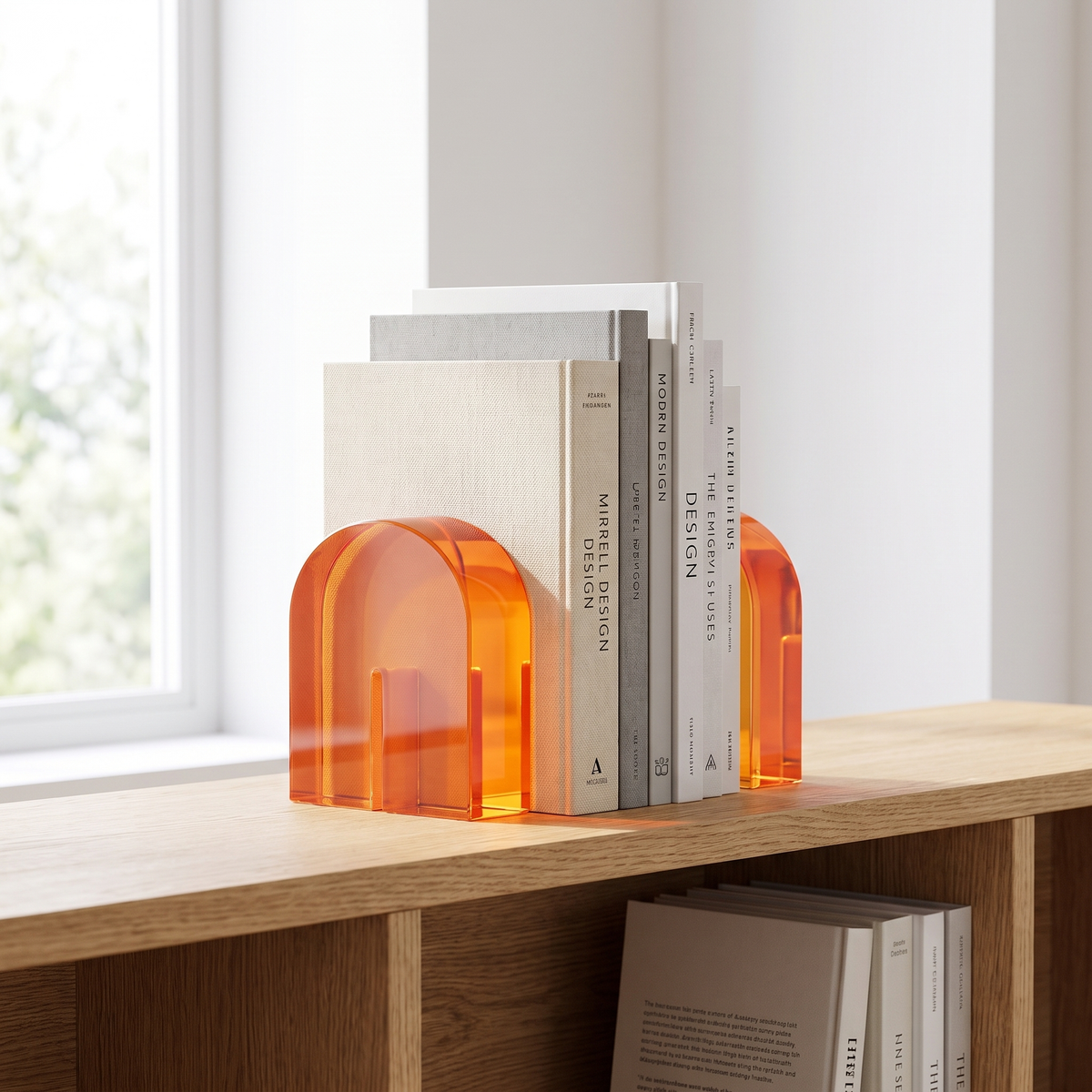 Celestique | Geometric Arch Translucent Crystal Shelf Bookends
