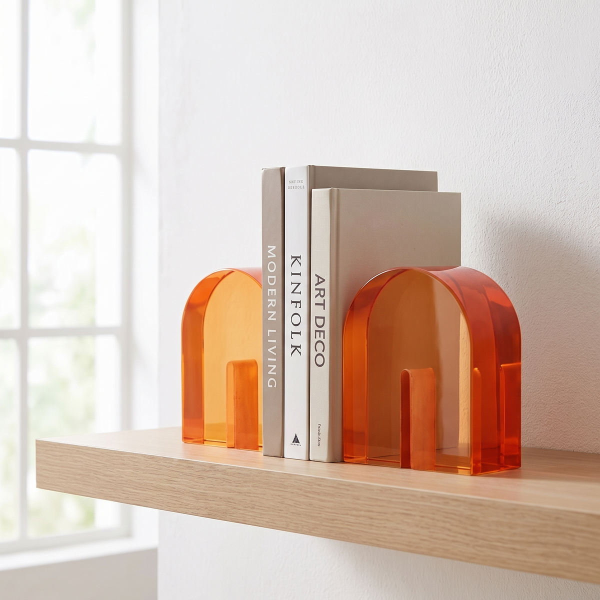Celestique | Geometric Arch Translucent Crystal Shelf Bookends