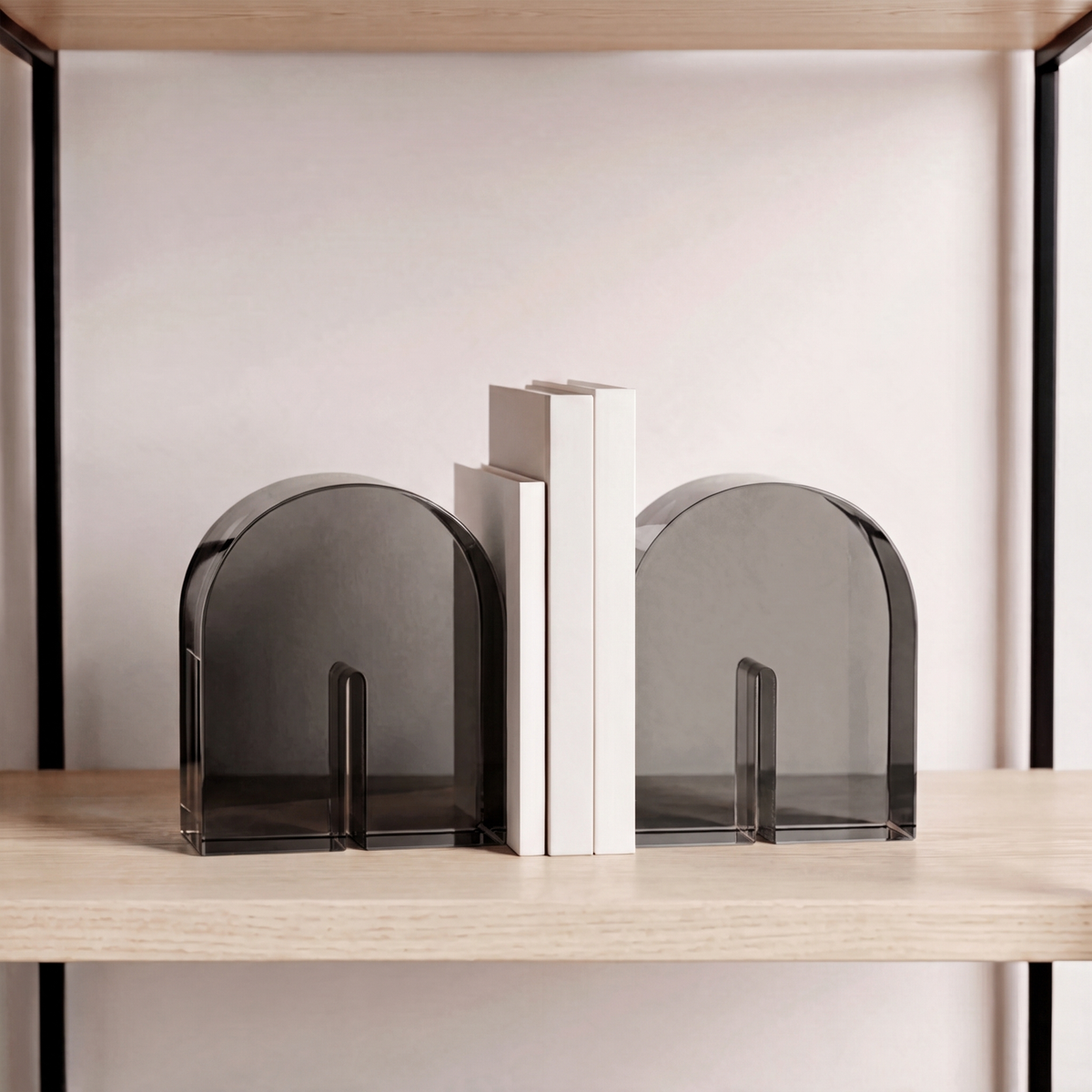 Celestique | Geometric Arch Translucent Crystal Shelf Bookends