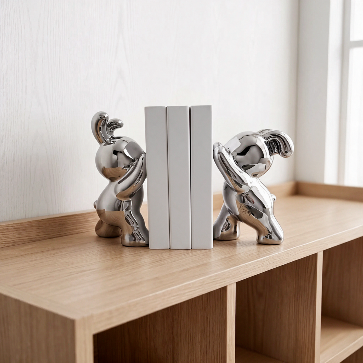 Orestian | Sculptural Sitting Rabbit Heavy Decorative Bookend Set