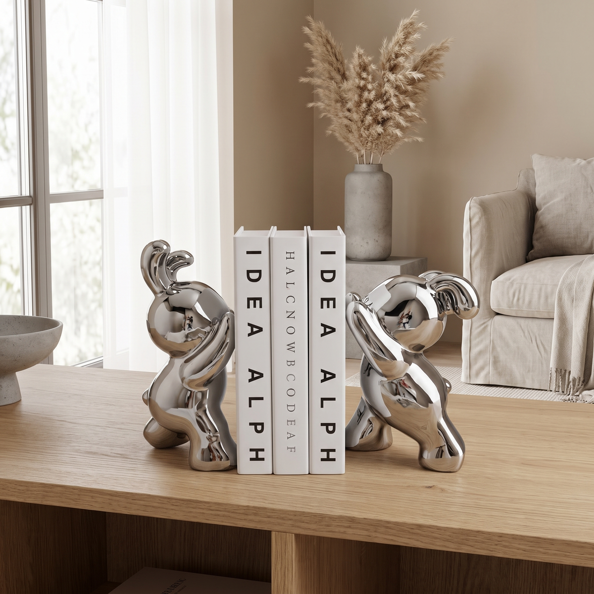 Orestian | Sculptural Sitting Rabbit Heavy Decorative Bookend Set