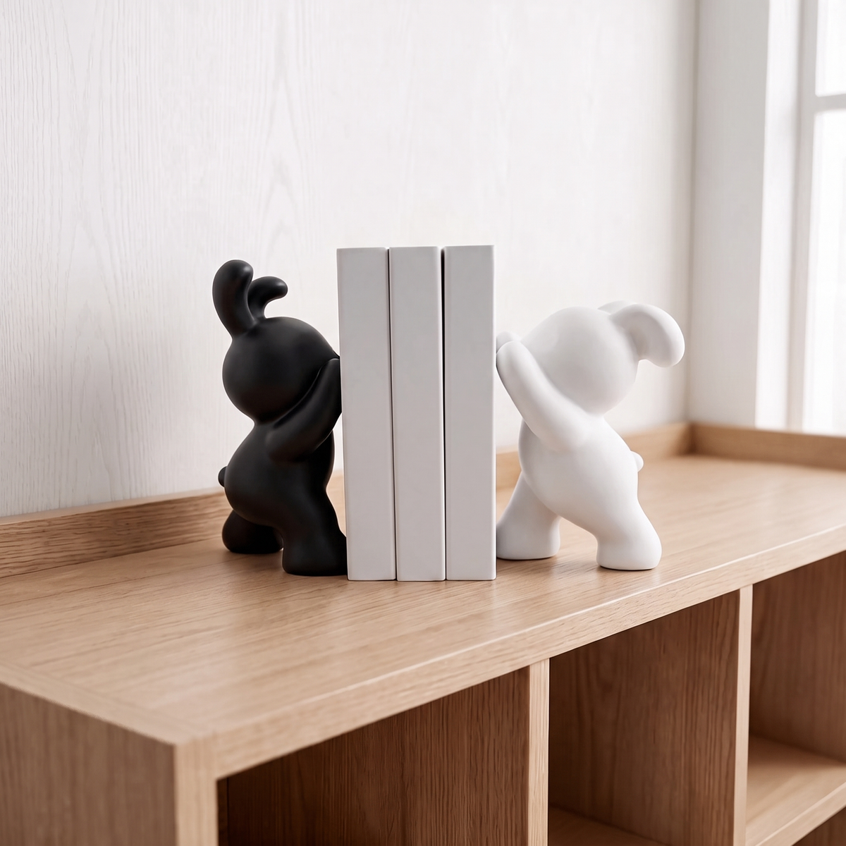 Orestian | Sculptural Sitting Rabbit Heavy Decorative Bookend Set