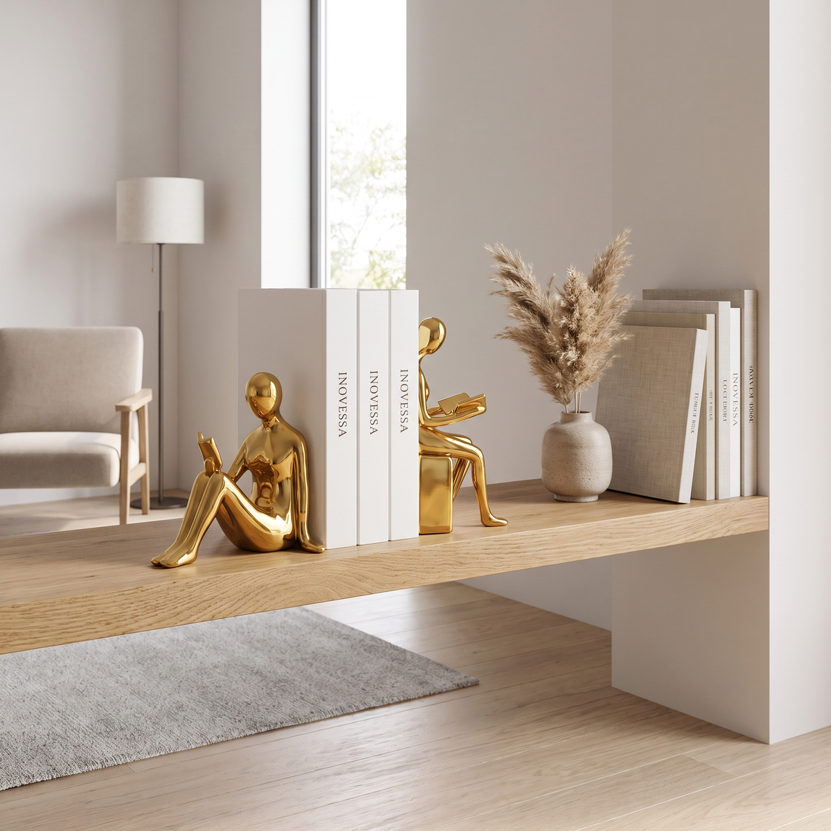 Solveng | Polished Minimalist Art Figurine Shelf Bookends