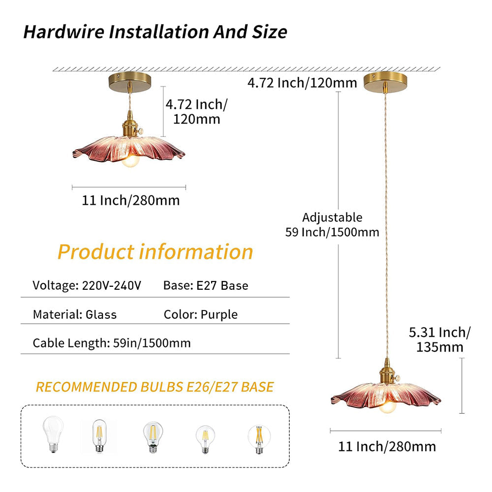 VITRANO - Retro Glass Floral Pendant Light