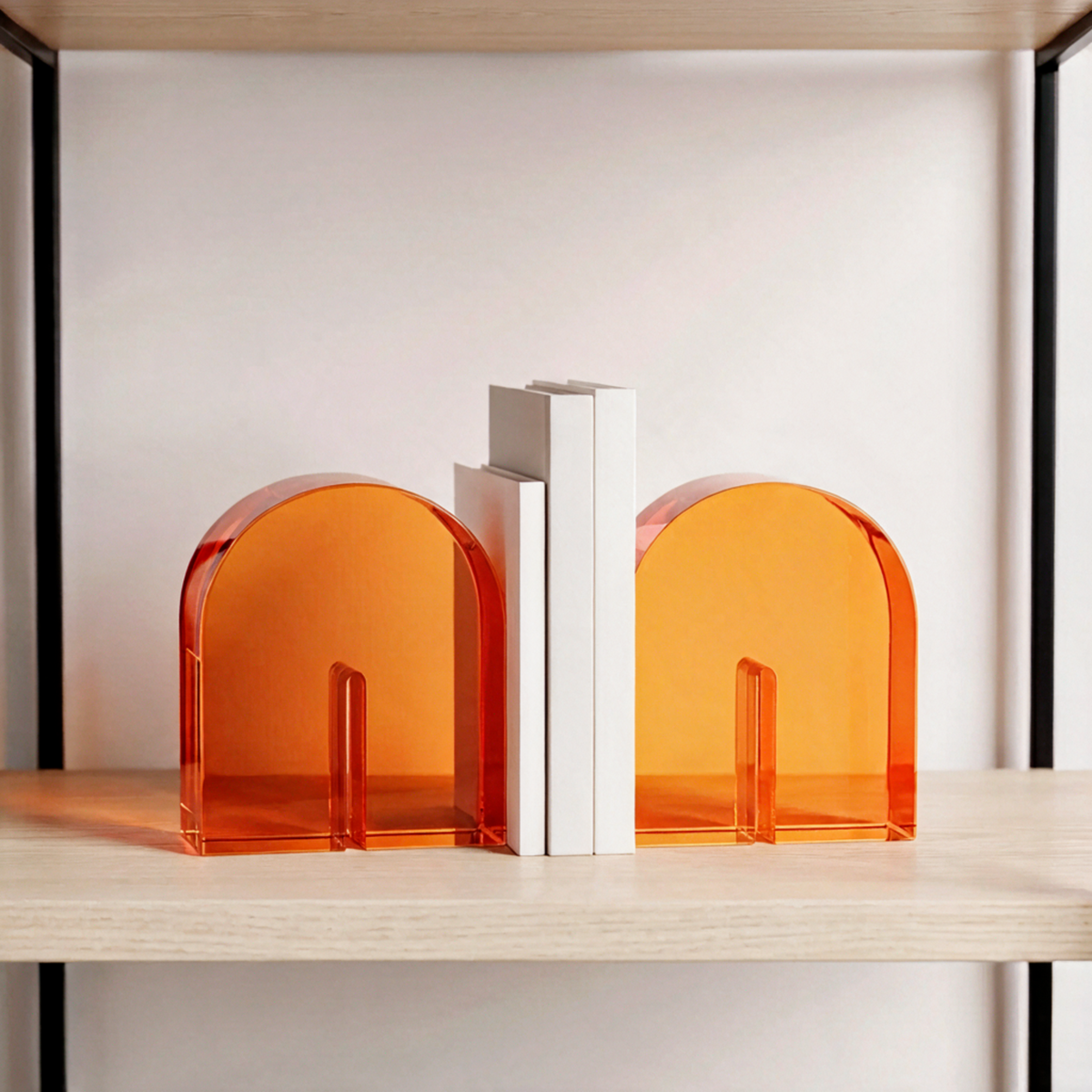 Celestique | Geometric Arch Translucent Crystal Shelf Bookends