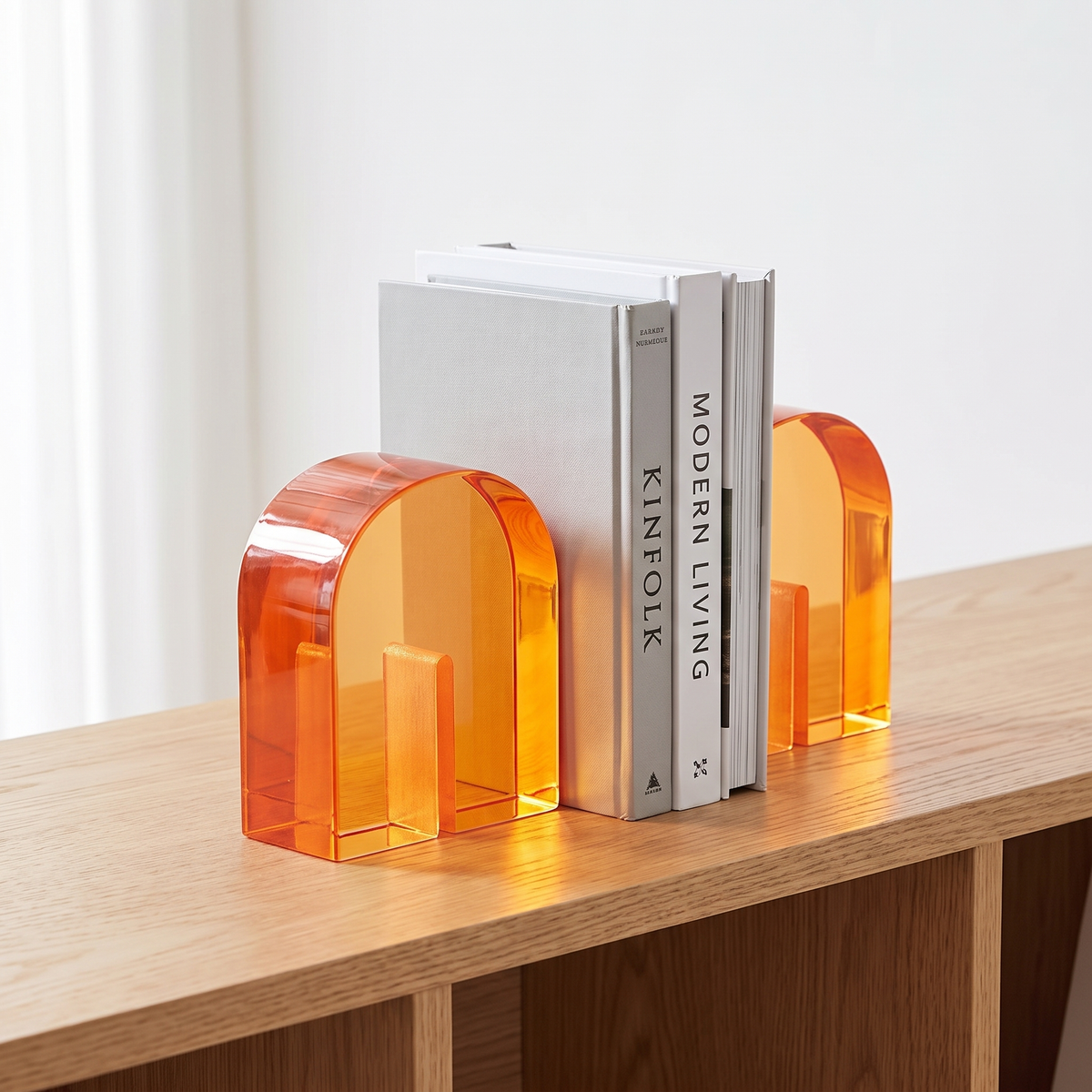 Celestique | Geometric Arch Translucent Crystal Shelf Bookends