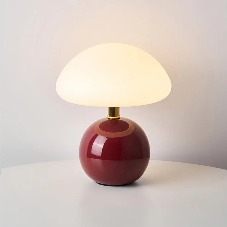 CERAMOIR - Bauhaus Cream Mushroom Table Lamp