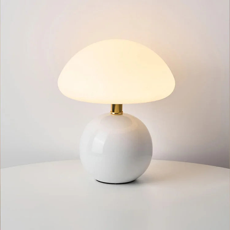 CERAMOIR - Bauhaus Cream Mushroom Table Lamp