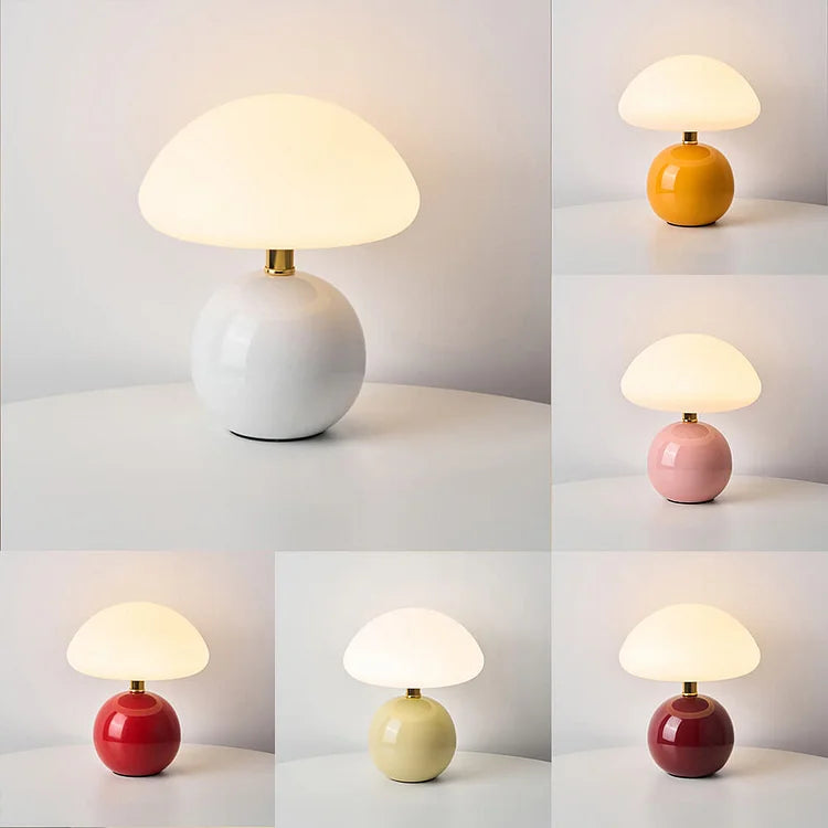 CERAMOIR - Bauhaus Cream Mushroom Table Lamp
