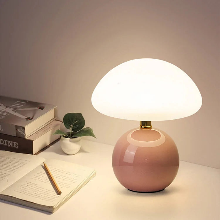 CERAMOIR - Bauhaus Cream Mushroom Table Lamp