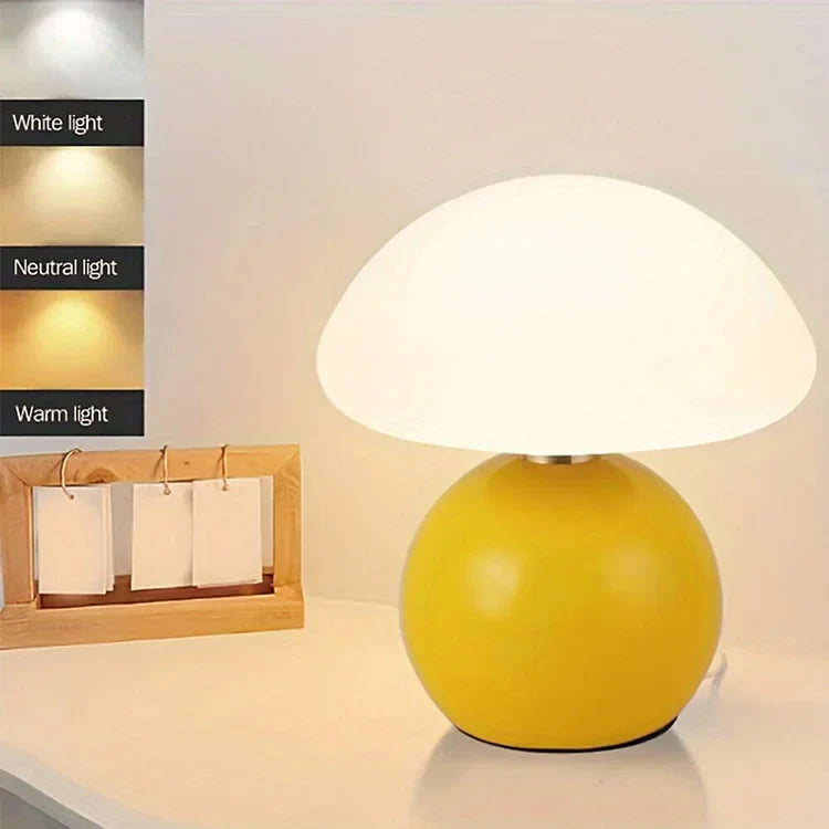 CERAMOIR - Bauhaus Cream Mushroom Table Lamp