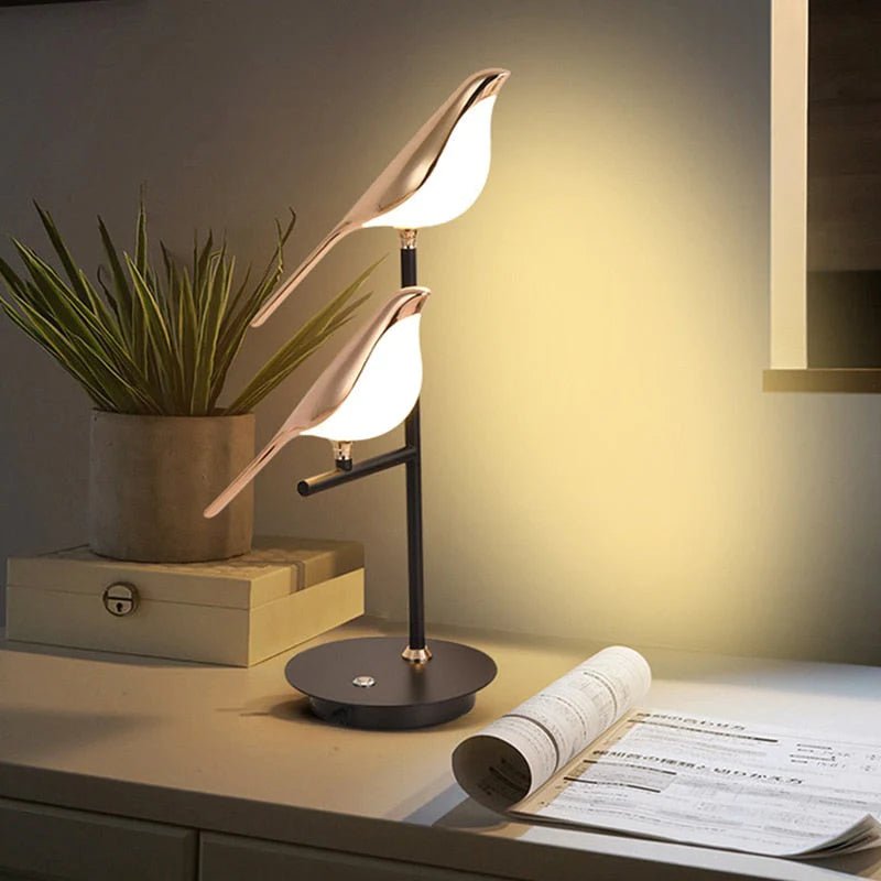 AVIENO - Designer Gold Finish Bird LED Desk Lamp