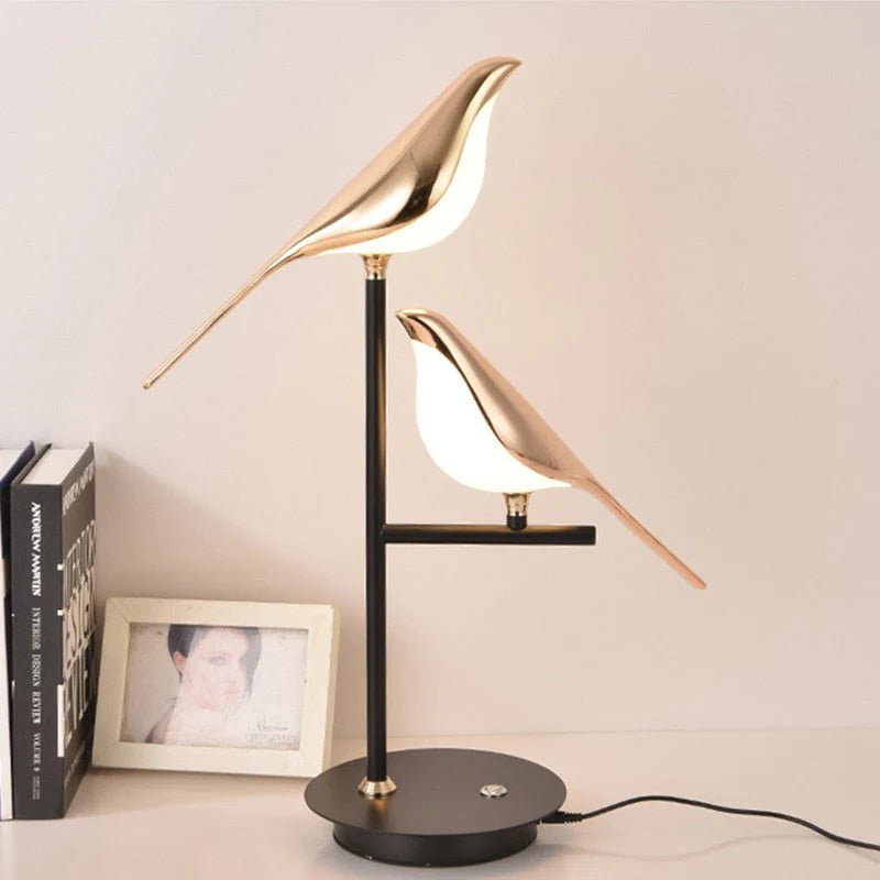 AVIENO - Designer Gold Finish Bird LED Desk Lamp