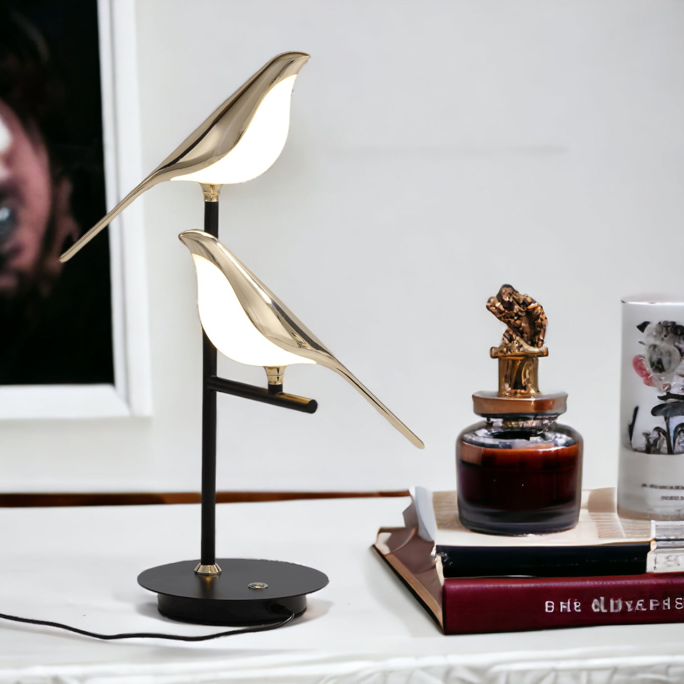 AVIENO - Designer Gold Finish Bird LED Desk Lamp