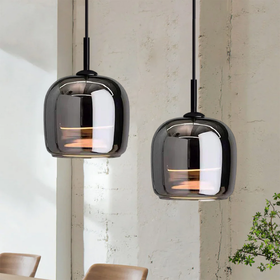 VYNOIR - Contemporary Black Glass Ceiling Light