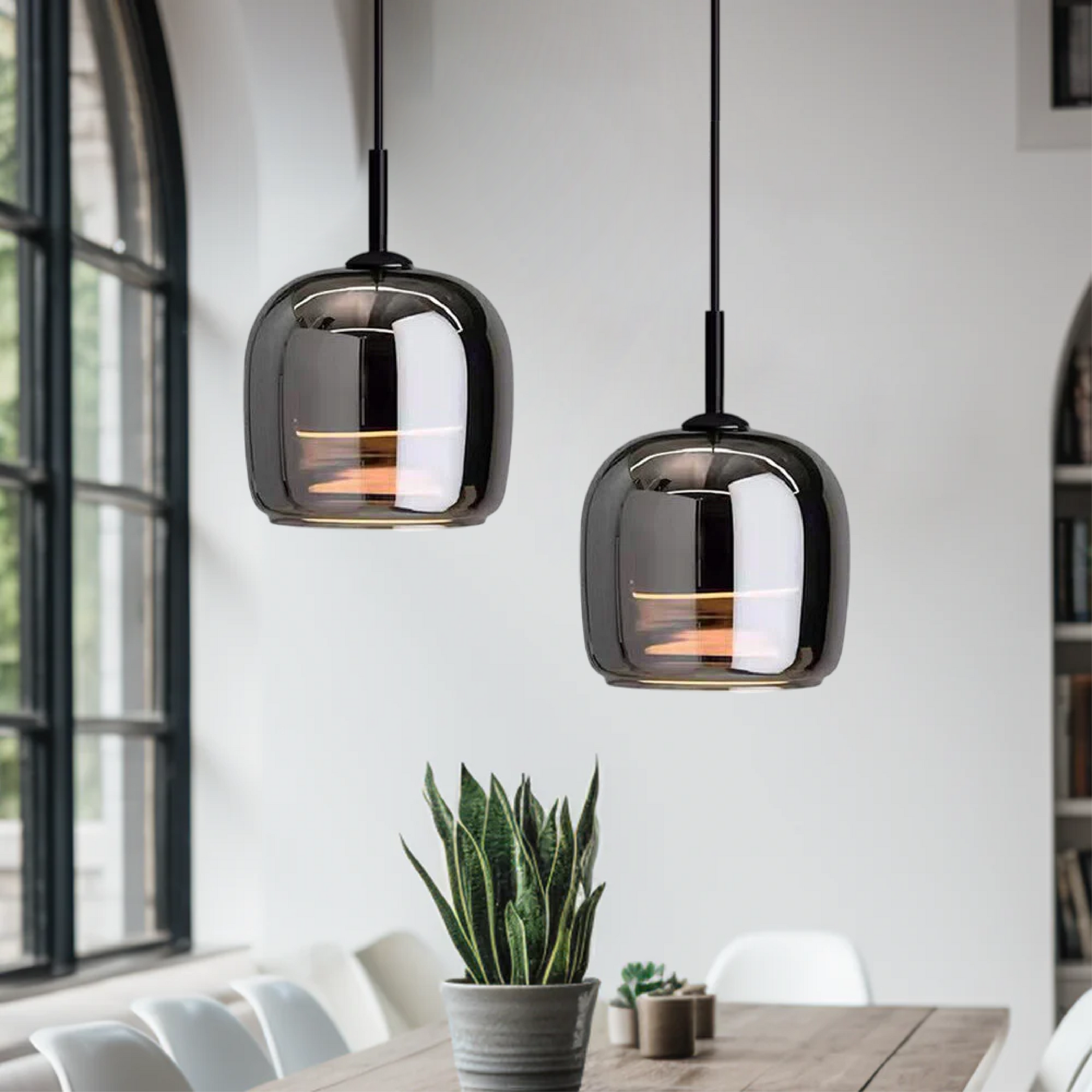 VYNOIR - Contemporary Black Glass Ceiling Light