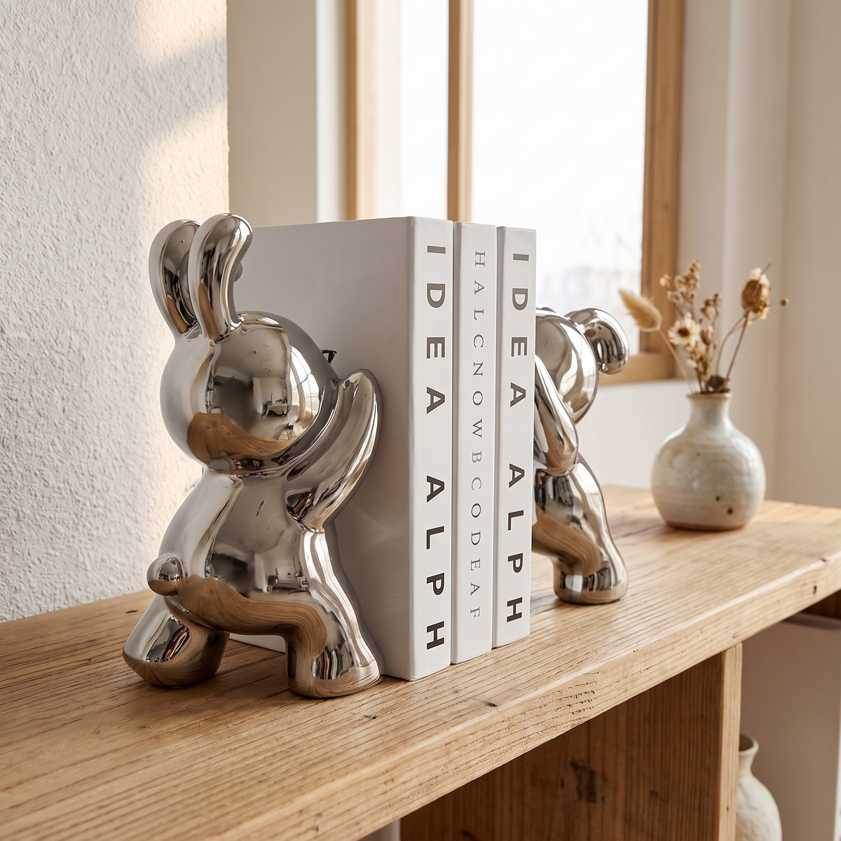 Orestian | Sculptural Sitting Rabbit Heavy Decorative Bookend Set