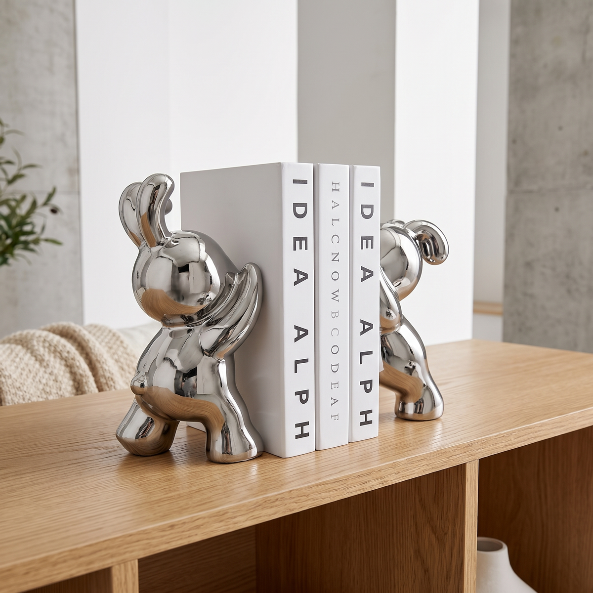 Orestian | Sculptural Sitting Rabbit Heavy Decorative Bookend Set