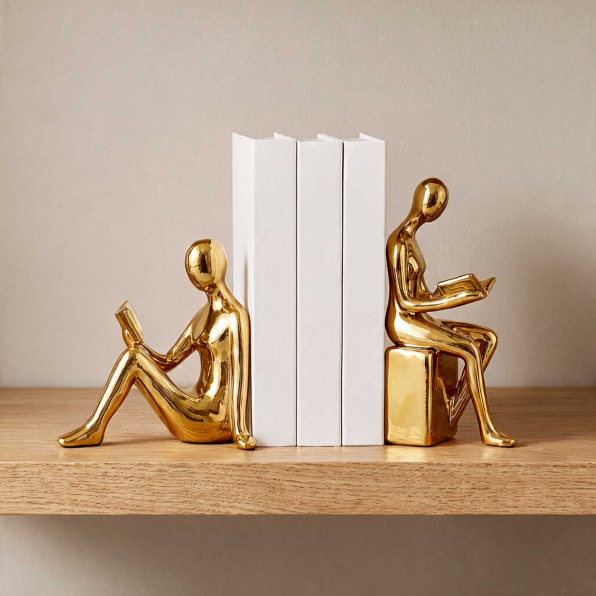 Solveng | Polished Minimalist Art Figurine Shelf Bookends