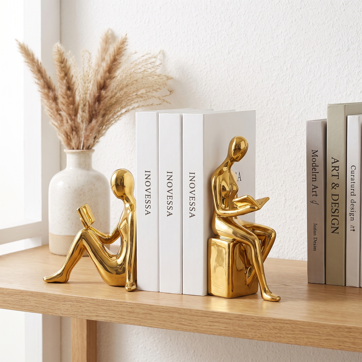 Solveng | Polished Minimalist Art Figurine Shelf Bookends