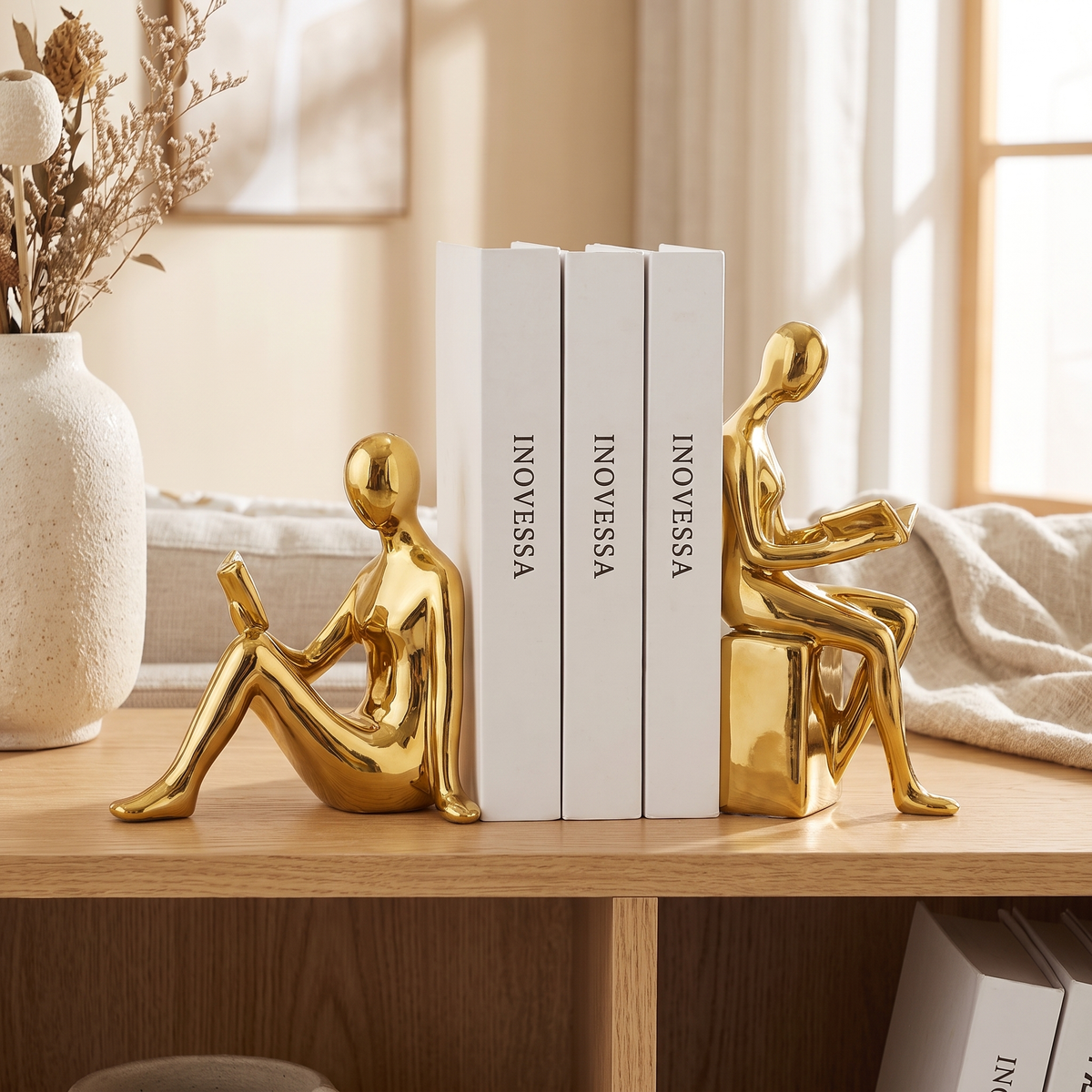 Solveng | Polished Minimalist Art Figurine Shelf Bookends