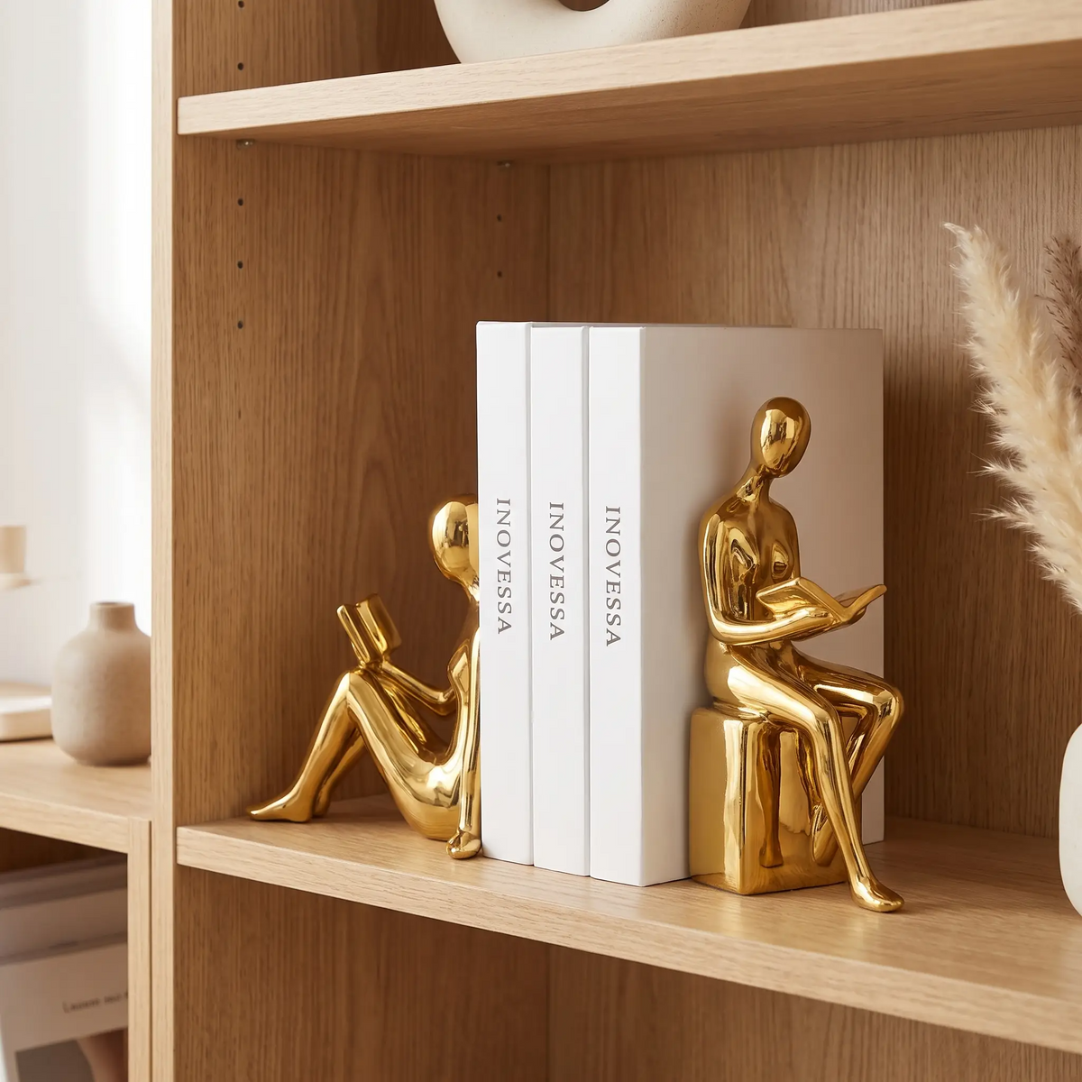 Solveng | Polished Minimalist Art Figurine Shelf Bookends