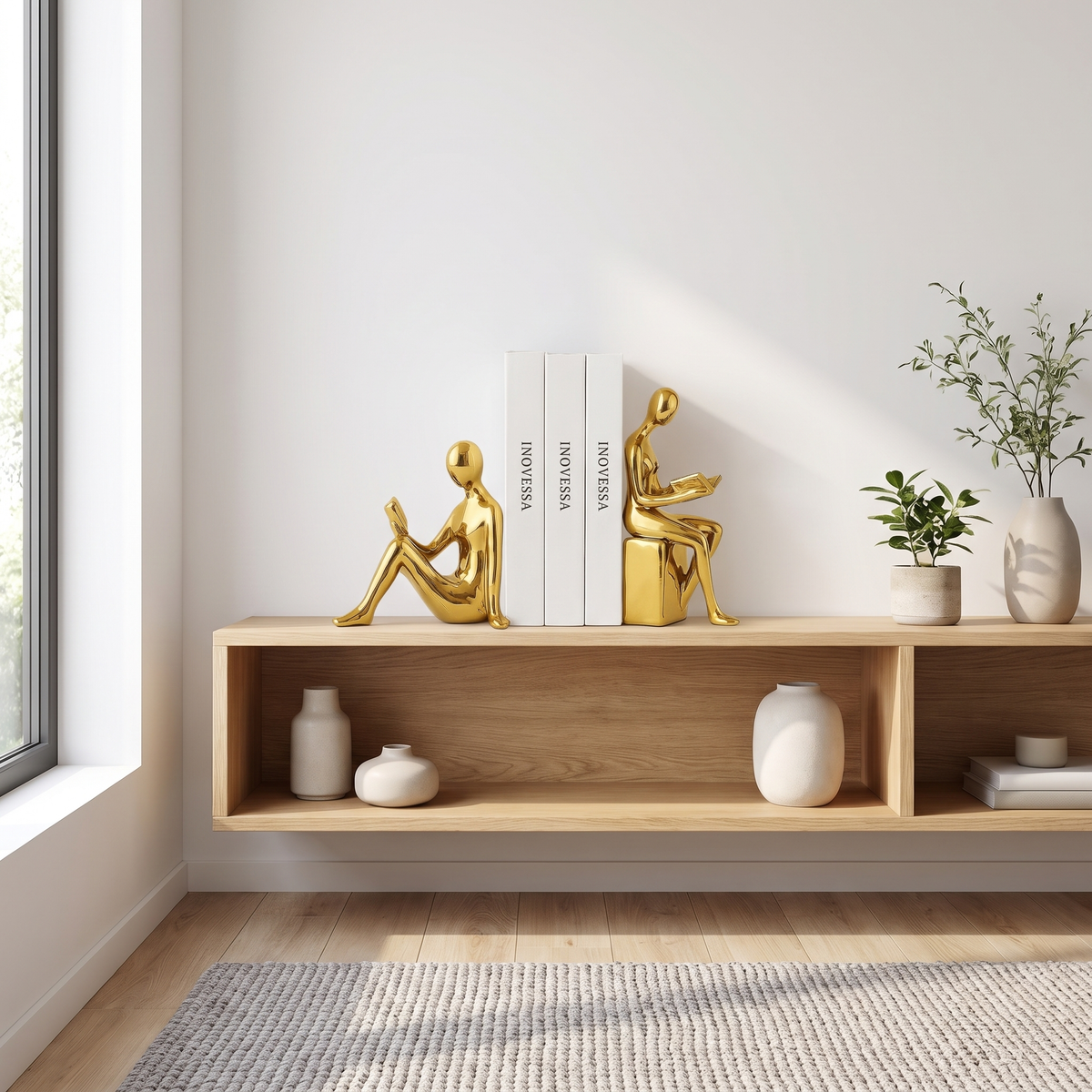 Solveng | Polished Minimalist Art Figurine Shelf Bookends