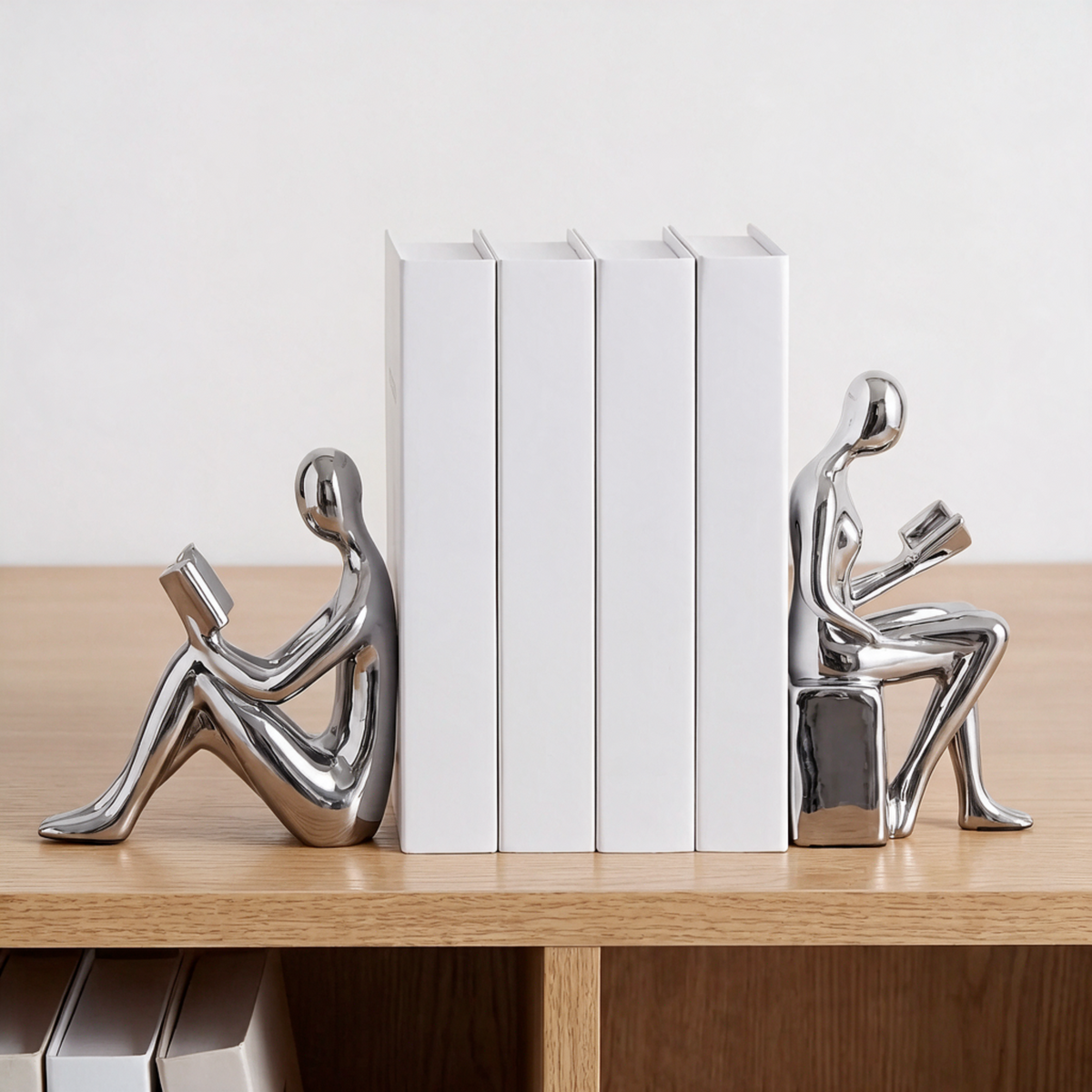 Solveng | Polished Minimalist Art Figurine Shelf Bookends
